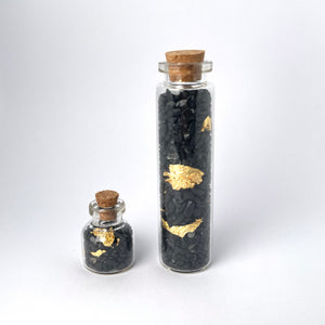 BLACK TOURMALINE MICRO WITH GOLD IN BOTTLE