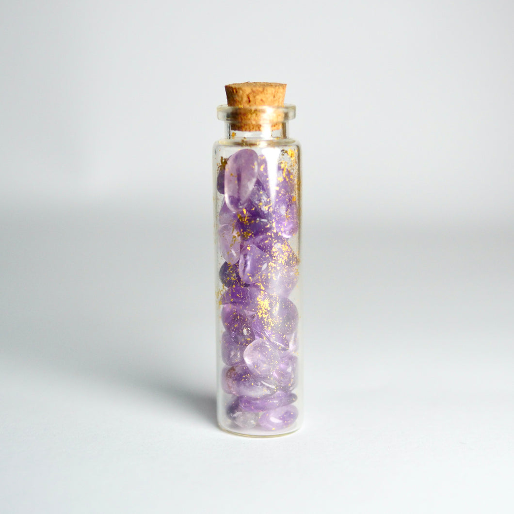 AMETHYST MINI WITH GOLD IN BOTTLE